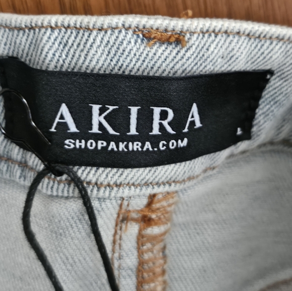 NWT Unique Akira denim skirt with multi-color striped ruffle trim - Picture 8 of 9